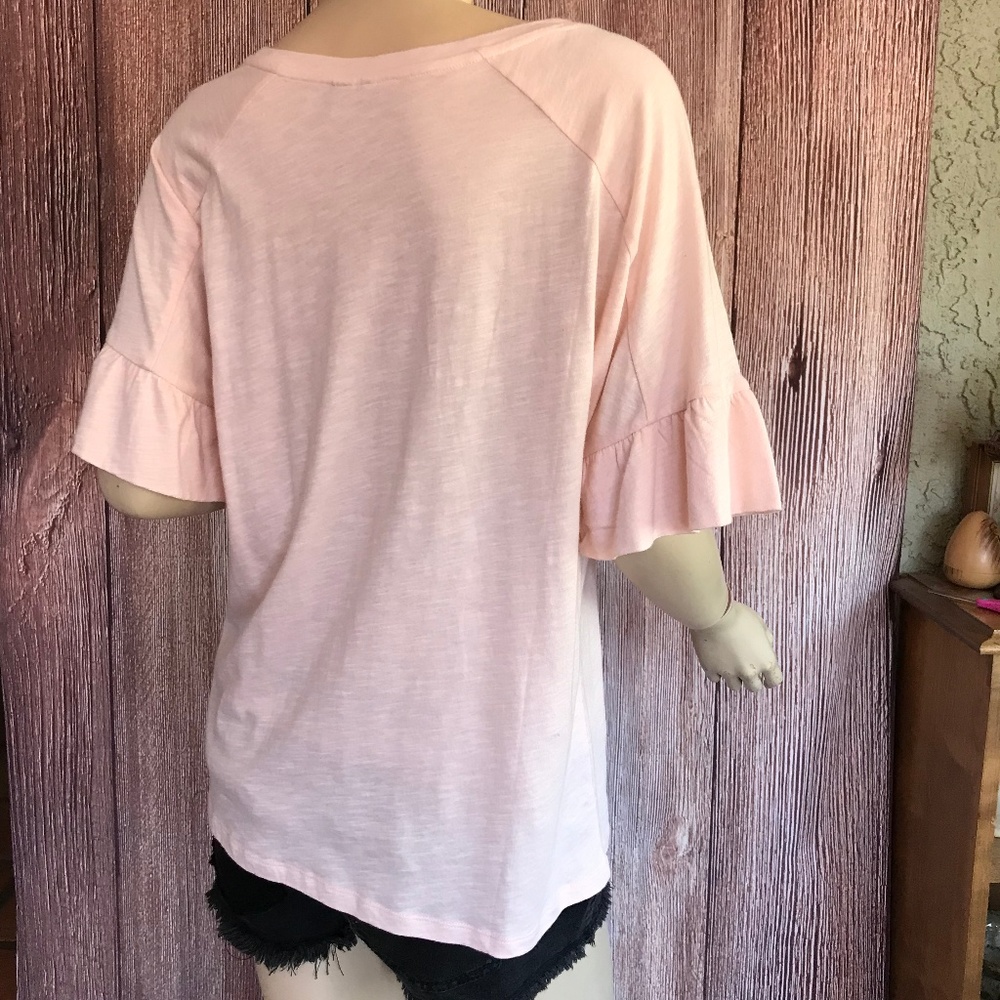Cato Pink Top Ruffle Sleeves Small - Picture 3 of 8